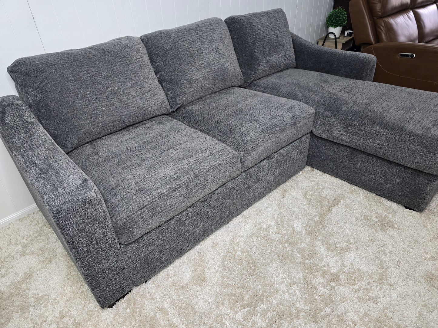LIKE NEW- Coddle Aria Fabric Sleeper Sofa with Reversible Chaise and Storage, Gray