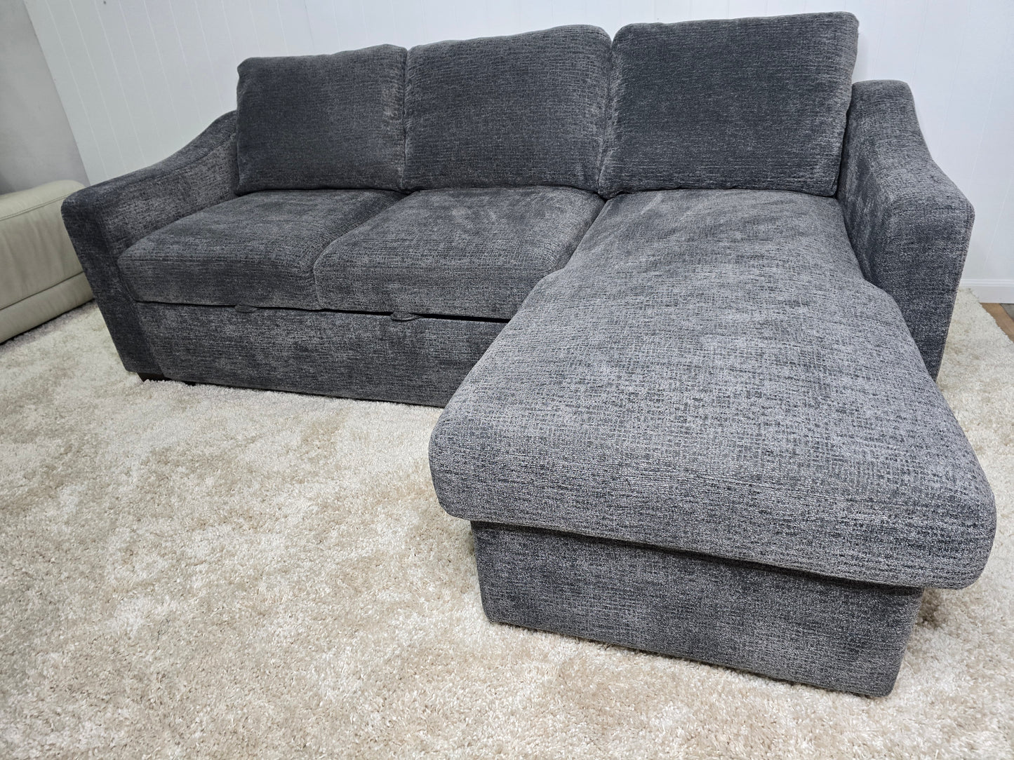 LIKE NEW- Coddle Aria Fabric Sleeper Sofa with Reversible Chaise and Storage, Gray