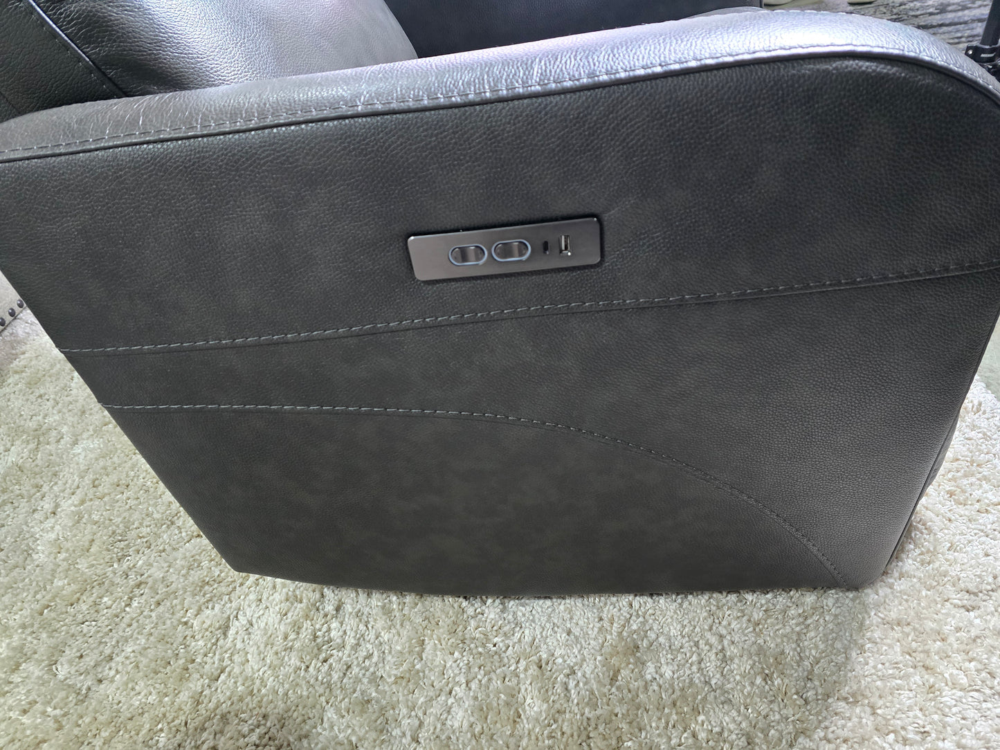 Like New - Power Modern Gray Leather Glider Recliner Chair