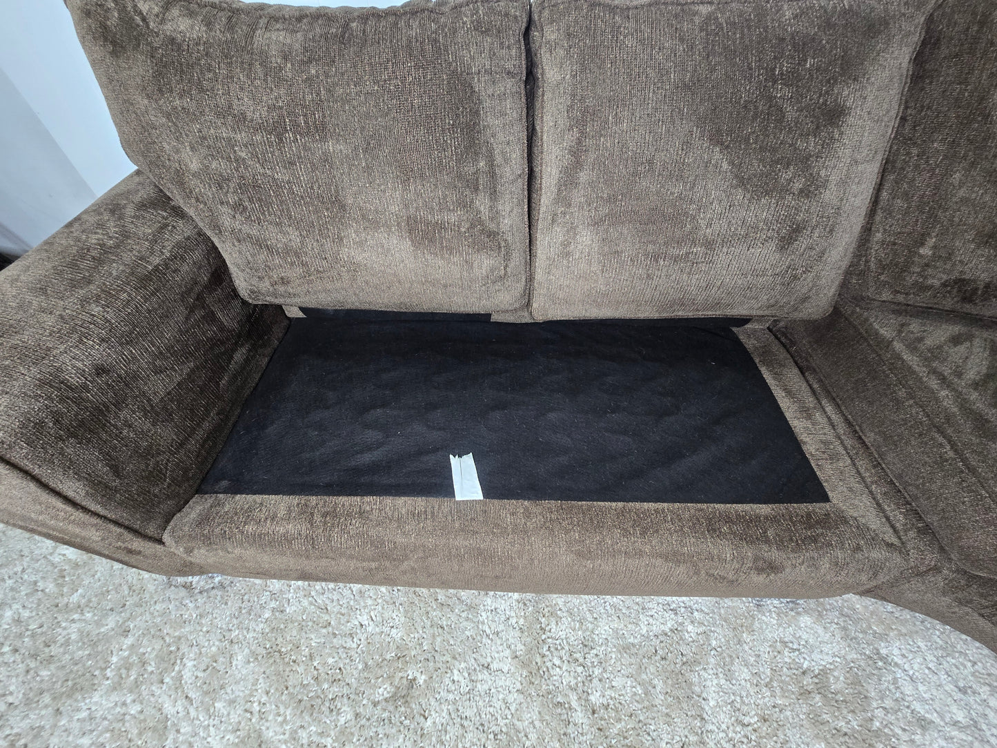 Large 3 Sections Brown Sectional Sofa With Cuddler Corner Made in U.S.A