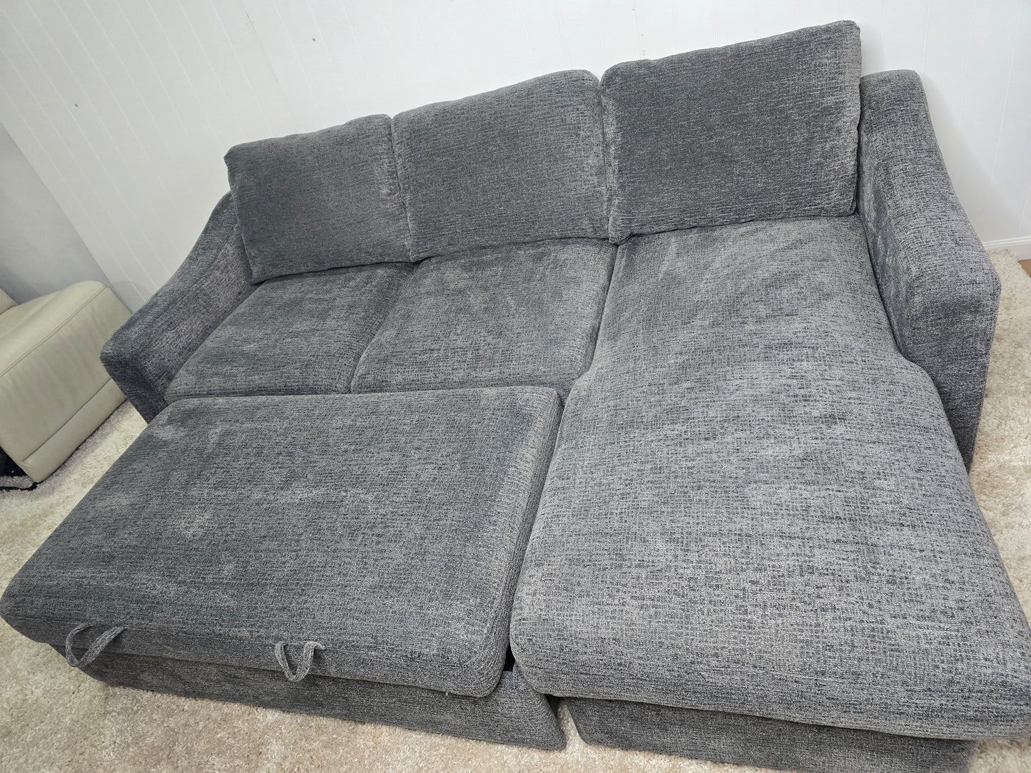 LIKE NEW- Coddle Aria Fabric Sleeper Sofa with Reversible Chaise and Storage, Gray