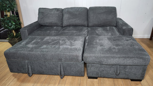 Like New- Gray Sectional sleeper Sofa with storage & Chaise