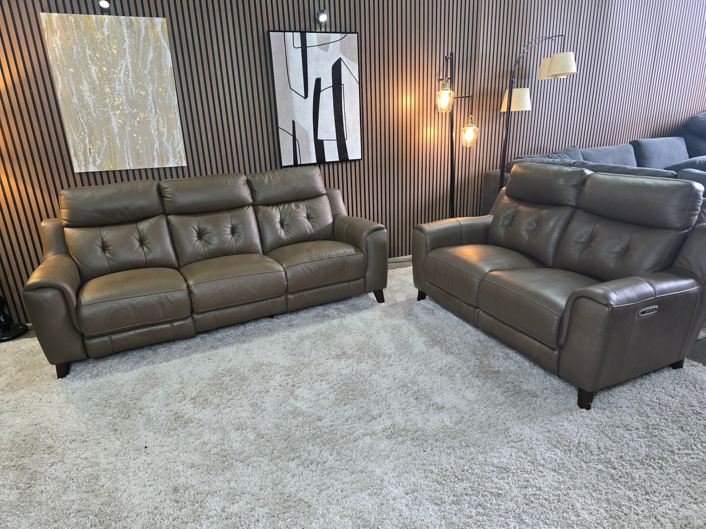 -1223- Malibu 2-piece Leather Power Reclining Set with Power Headrests – Sofa and Loveseat