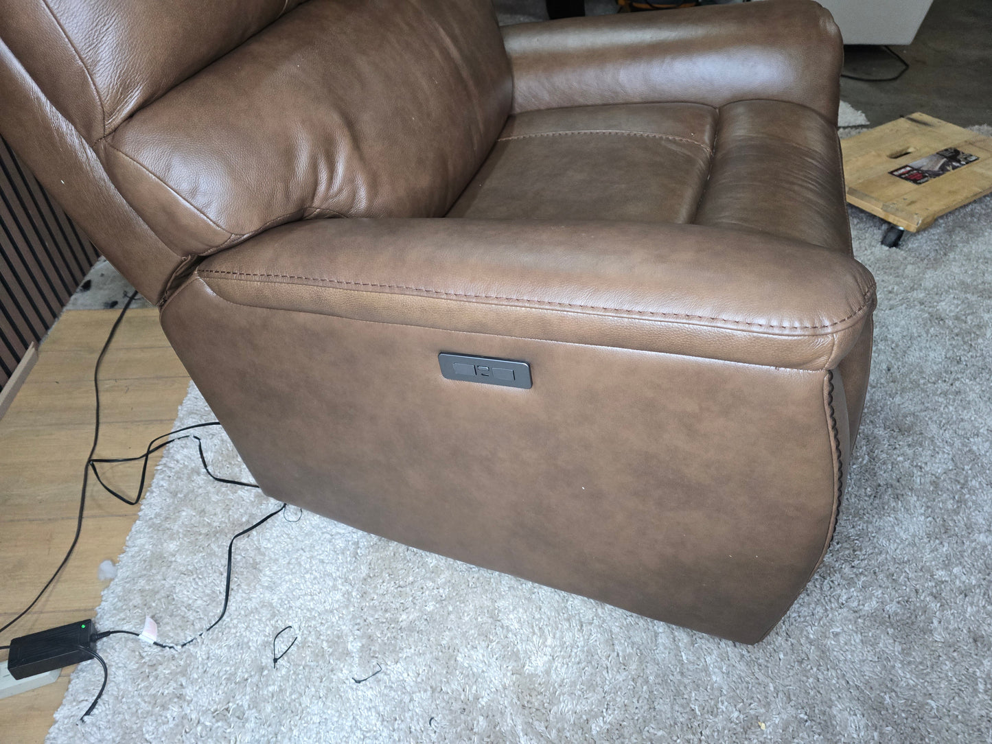 -1223- 2 Matching Barcalounger Presley Real Leather Power Rocker Recliner with Power Headrest LIKE NEW