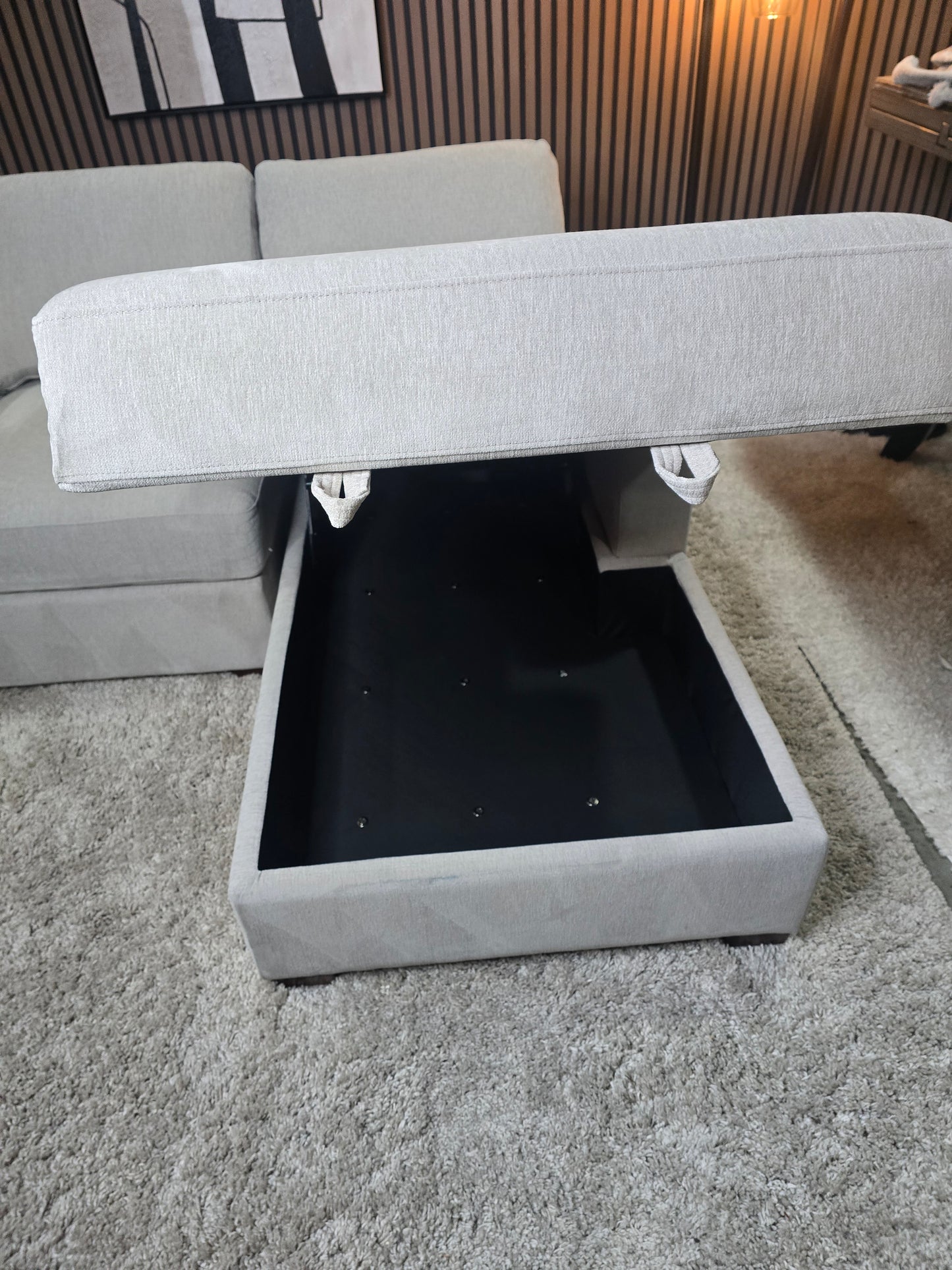 -1223- LIKE NEW - Thomasville Glenn Fabric Sectional with Storage Chaise