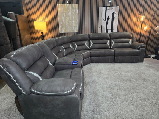-1223- Like New- Kincord Midnight Color Modular Power Reclining Sectional with Console