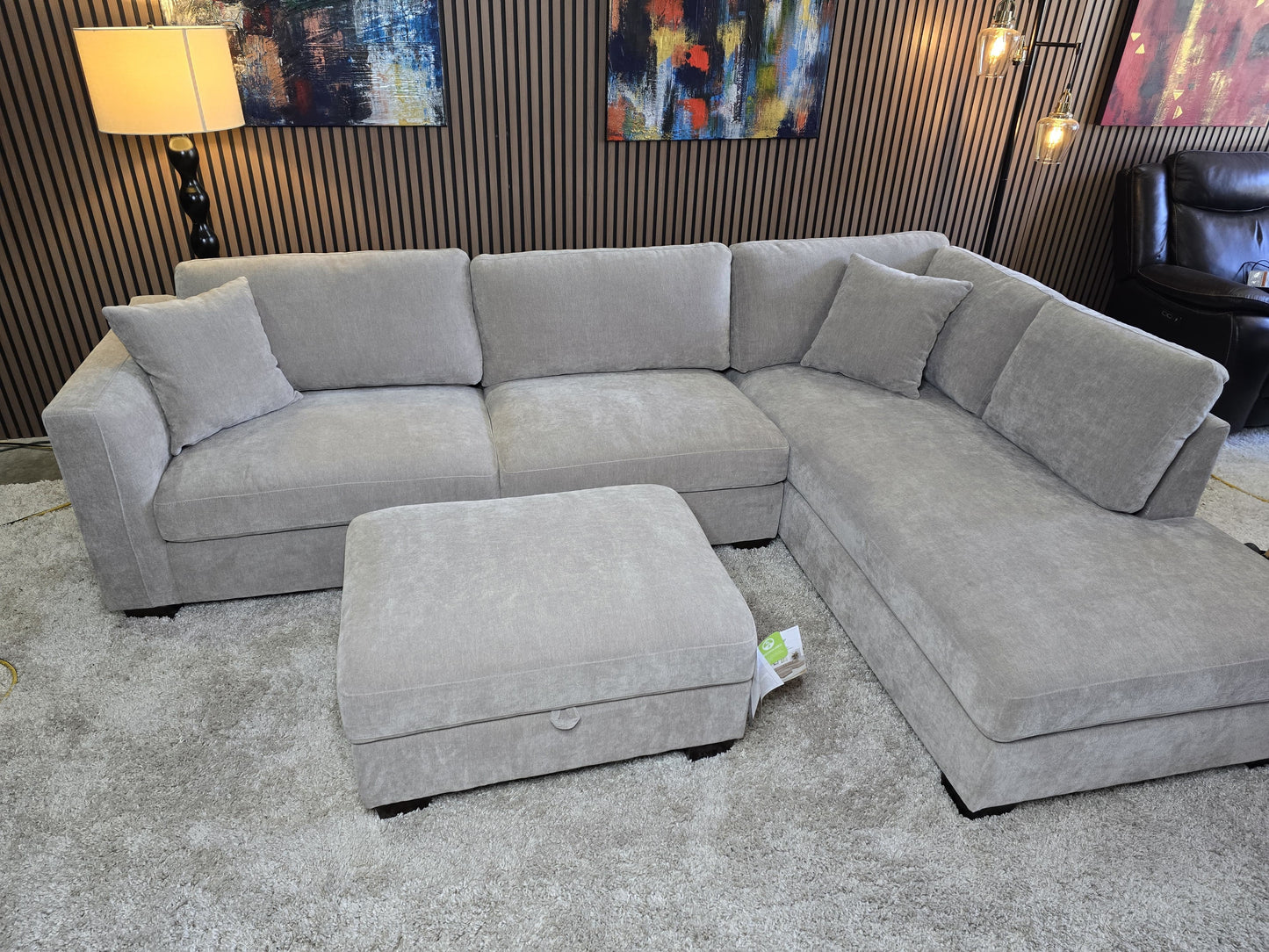 -1223- NEW Without Tag- Thomasville Walsen Sectional with Storage Ottoman