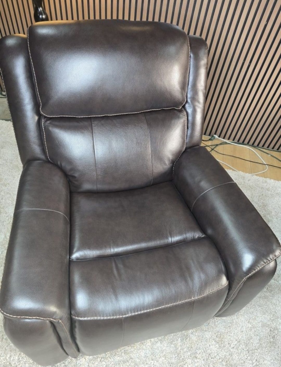 -1223- 2 Matching Barcalounger Bryson Top Grain Leather Power Rocker Recliner