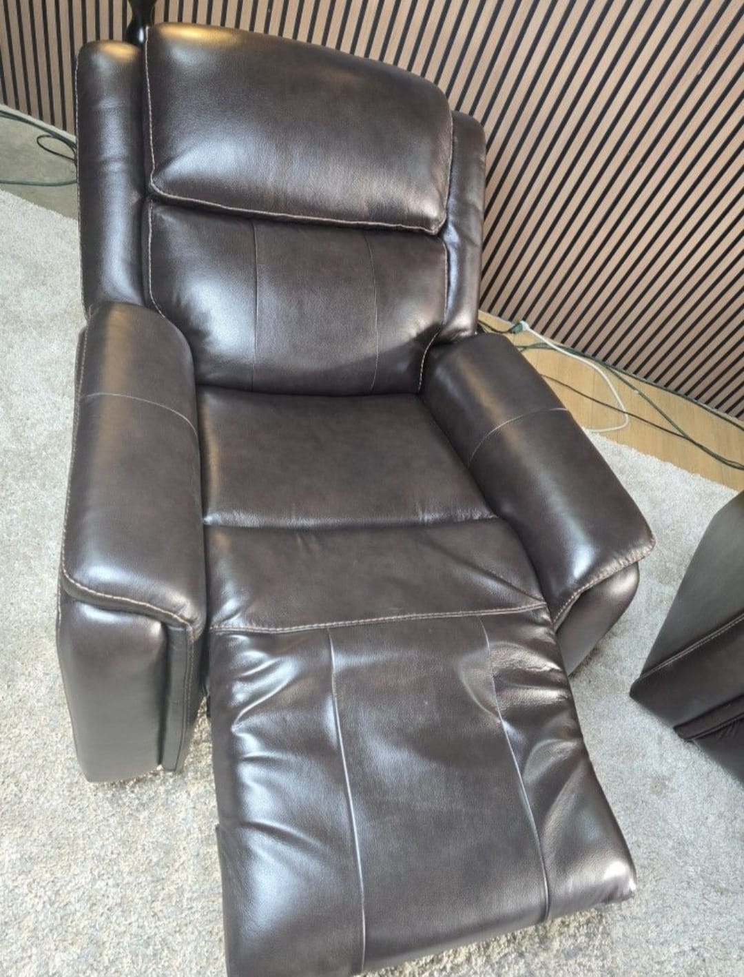 -1223- 2 Matching Barcalounger Bryson Top Grain Leather Power Rocker Recliner
